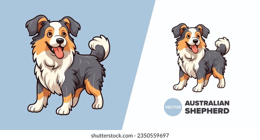 Vector Illustration: Aussie Shepherd Cartoon for Quirky Posters and Cards