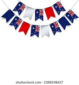 Vector Illustration of Australia Day. Garland with the flag of Australia on a white background.
