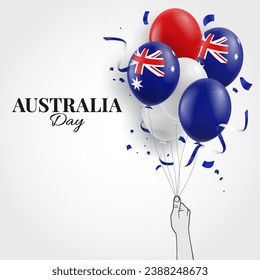 Vector Illustration of Australia Day. Hand with balloons.
