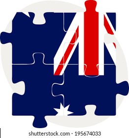 Vector illustration of Australia Flag in puzzle isolated on white background