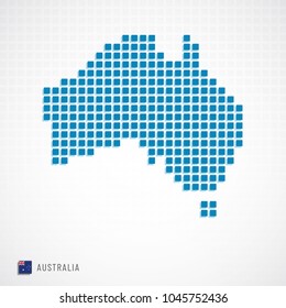 Vector illustration of Australia map from basic shape icons and flag