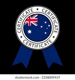 Vector illustration of Australia ribbon certificate on black background.