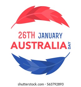 Vector illustration of the Australian flag colors feathers with lettering that concerns to the Australia Day on January 26th. 
