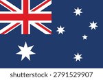 Vector illustration of the Australian flag featuring the Union Jack and Southern Cross stars on a blue background.