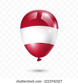 Vector illustration of Austria country flag balloon on transparent background (PNG). Flying flag balloons for Independence Day celebrations.