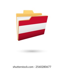 Vector illustration of Austria flag isolated in file folder on white background.