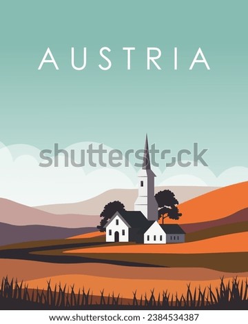 Vector illustration. Austria, travel poster, banner, postcard. Cover design, vertical banner. Tourism, travel.