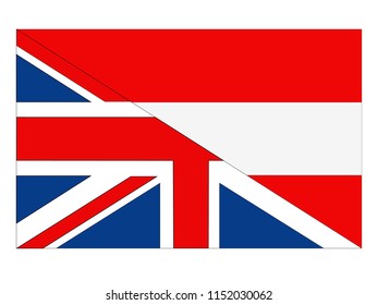 vector illustration of Austrian and British flags 