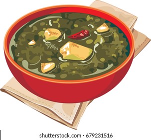 Vector Illustration of authentic indian palak paneer