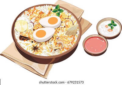 Vector Illustration of authentic indian/Hyderabadi egg biryani