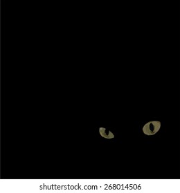 Vector illustration - authentic looking cat eyes on black background