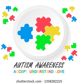 Vector illustration of Autism Awareness concept, isolated on white background