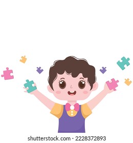 Vector Illustration of  Autism Baby