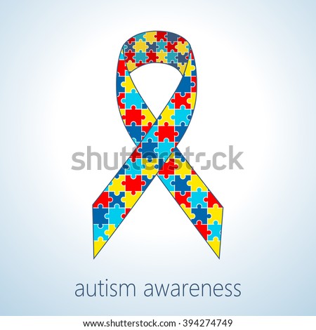 Vector illustration of autism puzzle ribbon, autism awareness day