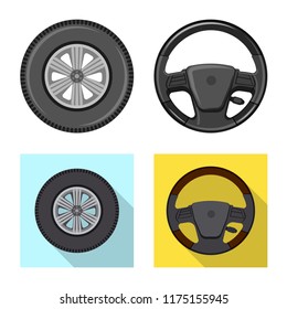 Vector illustration of auto and part icon. Set of auto and car vector icon for stock.