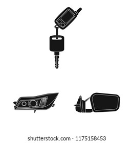 Vector illustration of auto and part icon. Set of auto and car stock vector illustration.