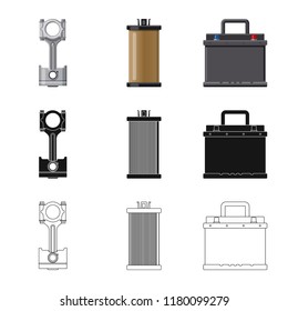 Vector illustration of auto and part icon. Collection of auto and car stock symbol for web.