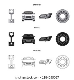Vector illustration of auto and part icon. Set of auto and car stock vector illustration.