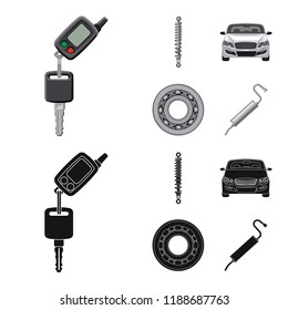 Vector illustration of auto and part icon. Set of auto and car stock vector illustration.