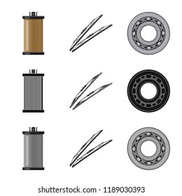 Vector illustration of auto and part icon. Set of auto and car vector icon for stock.