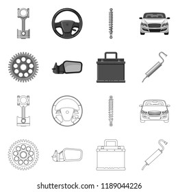Vector illustration of auto and part icon. Set of auto and car stock symbol for web.