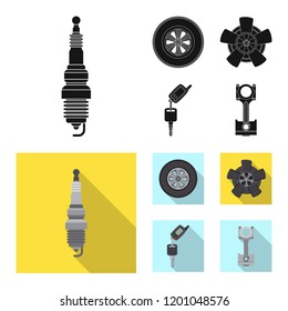 Vector illustration of auto and part icon. Collection of auto and car stock vector illustration.