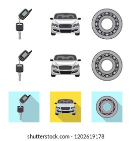 Vector illustration of auto and part icon. Set of auto and car vector icon for stock.