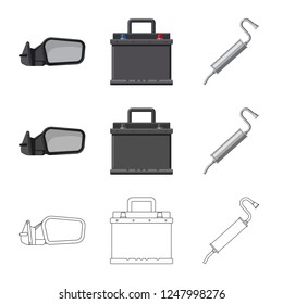 Vector illustration of auto and part icon. Collection of auto and car stock symbol for web.