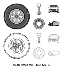 Vector illustration of auto and part icon. Collection of auto and car stock symbol for web.