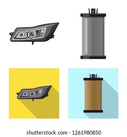 Vector illustration of auto and part icon. Collection of auto and car stock symbol for web.