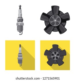 Vector illustration of auto and part icon. Collection of auto and car stock vector illustration.