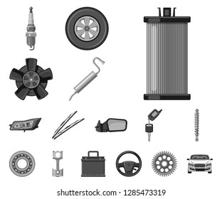 Vector illustration of auto and part icon. Set of auto and car vector icon for stock.