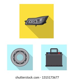 Vector illustration of auto and part icon. Collection of auto and car vector icon for stock.