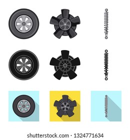 Vector illustration of auto and part icon. Set of auto and car stock vector illustration.