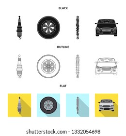 Vector illustration of auto and part icon. Collection of auto and car stock vector illustration.