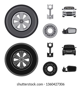 Vector illustration of auto and part icon. Collection of auto and car stock vector illustration.