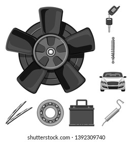Vector illustration of auto and part icon. Set of auto and car vector icon for stock.