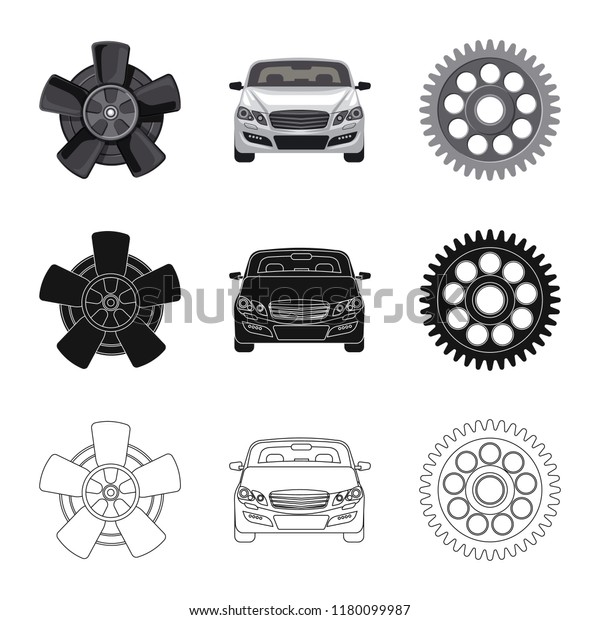 Vector illustration of auto and part\
icon. Set of auto and car stock vector\
illustration.