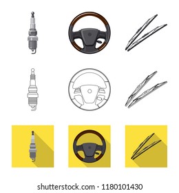 Vector illustration of auto and part logo. Set of auto and car stock symbol for web.