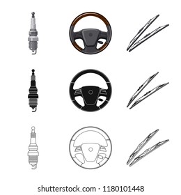 Vector illustration of auto and part logo. Collection of auto and car vector icon for stock.
