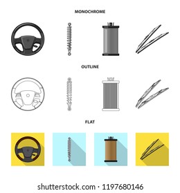 Vector illustration of auto and part logo. Collection of auto and car vector icon for stock.
