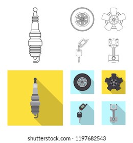 Vector illustration of auto and part logo. Set of auto and car stock symbol for web.