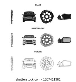 Vector illustration of auto and part logo. Set of auto and car stock symbol for web.