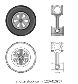Vector illustration of auto and part logo. Collection of auto and car stock symbol for web.