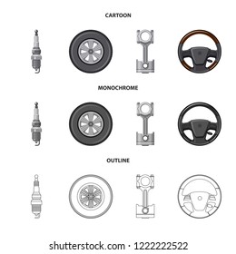 Vector illustration of auto and part logo. Set of auto and car stock vector illustration.