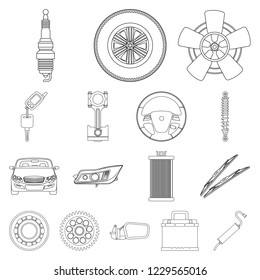 Vector illustration of auto and part logo. Set of auto and car vector icon for stock.