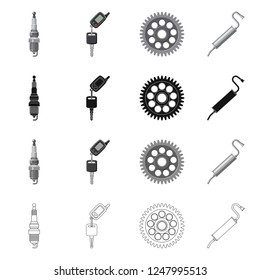 Vector illustration of auto and part logo. Set of auto and car stock symbol for web.