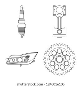 Vector illustration of auto and part logo. Collection of auto and car stock vector illustration.