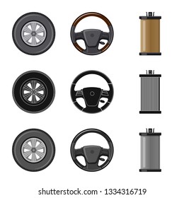 Vector illustration of auto and part logo. Collection of auto and car vector icon for stock.