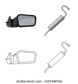 Vector illustration of auto and part logo. Collection of auto and car stock symbol for web.